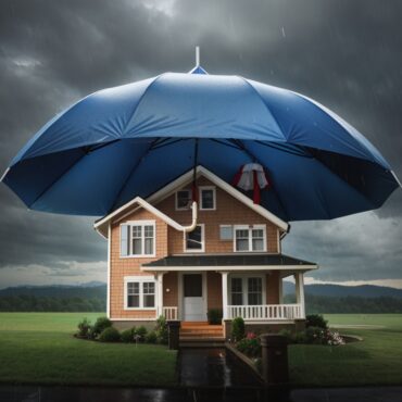 DreamShaper_v7_umbrella_protecting_a_house_0